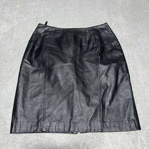 Vintage Bagatelle Faux Leather Skirt Womens Size 12 Lined Talon‎ Zipper 60s 70s